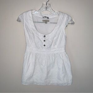 Burberry White Eyelet Peplum Blouse